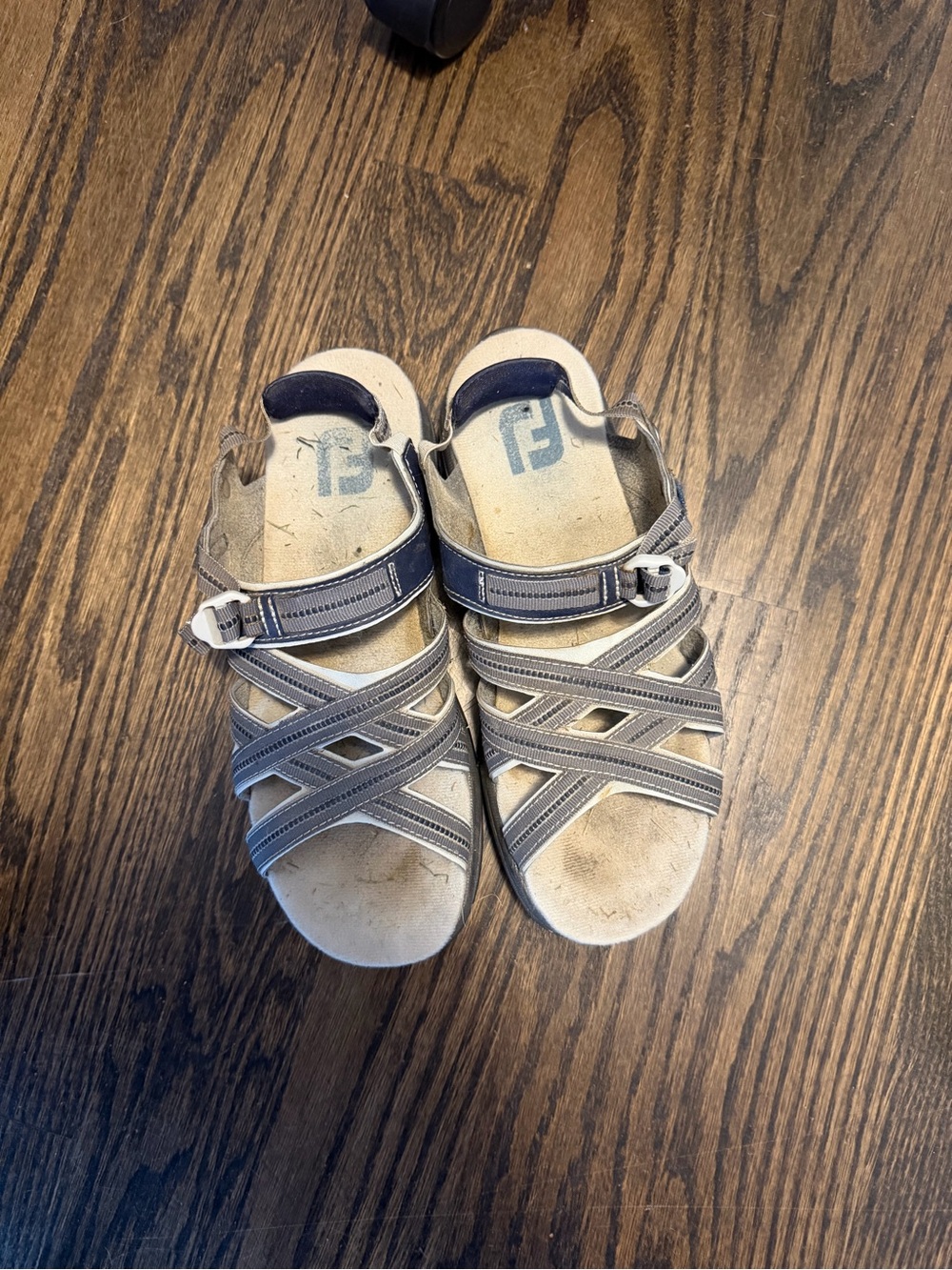 FootJoy Gray Strappy Women's Sandals with Navy Accents